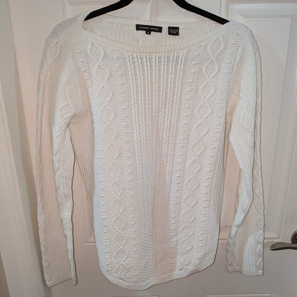 Jeanne Pierre 100% Cotton White Sweater - Size S